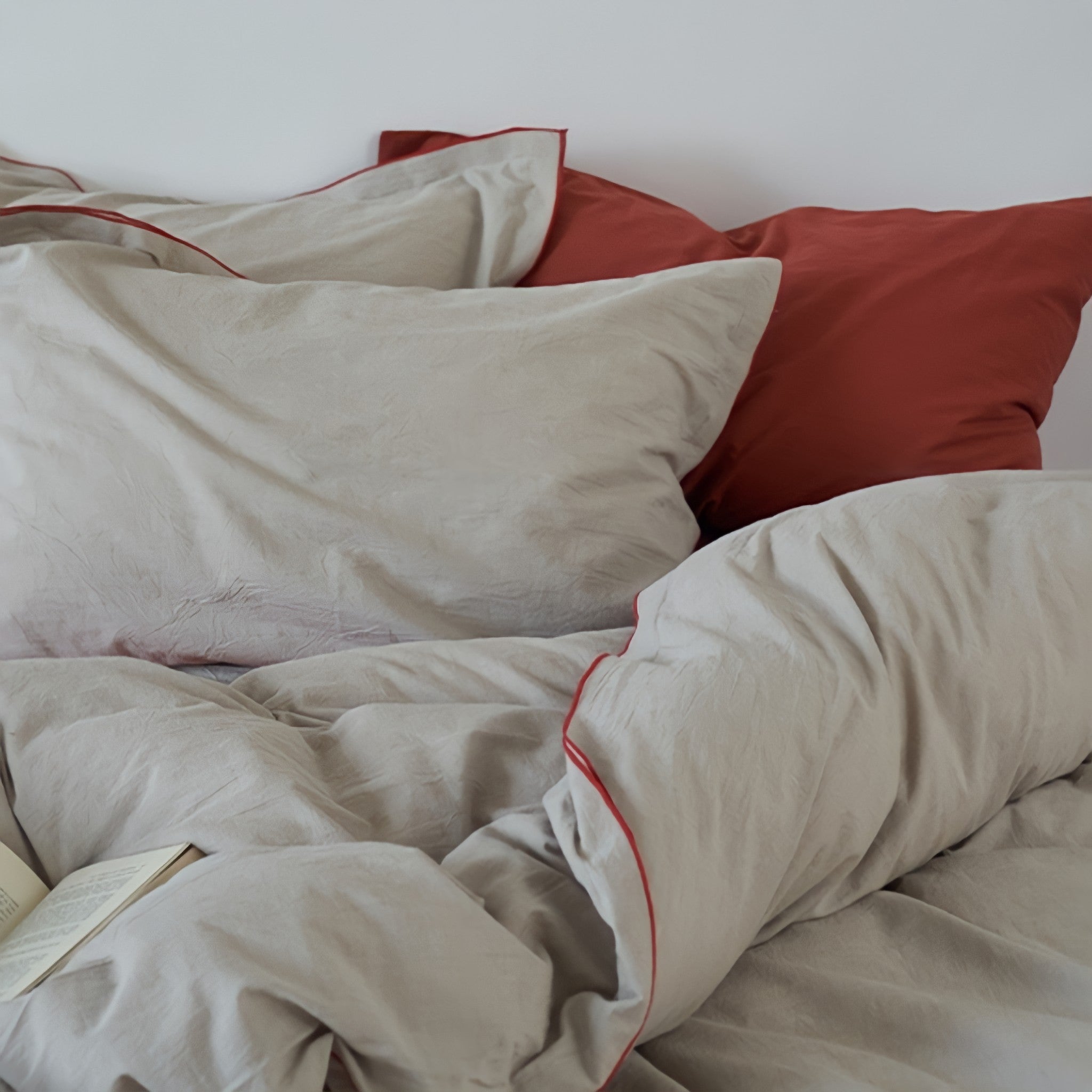 パイピングウォッシュドコットン寝具セット 