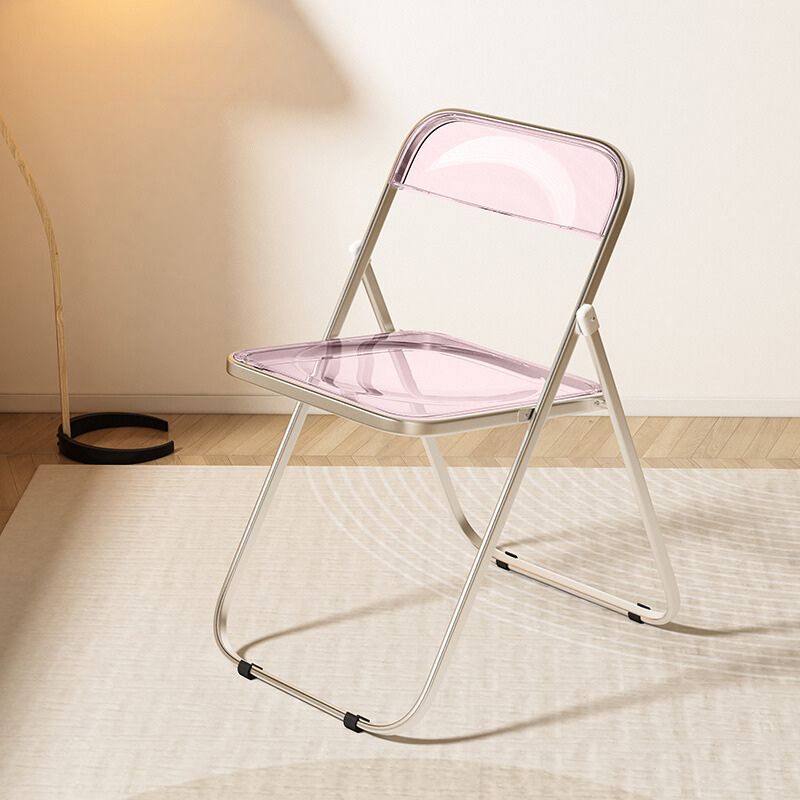 Clear folding chair with silver frame
