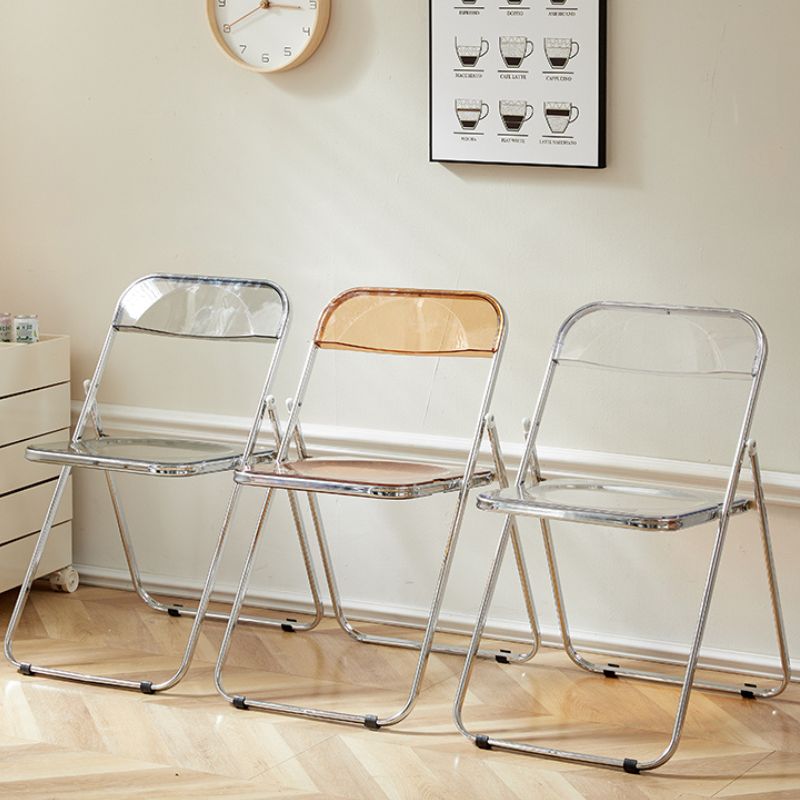 Clear folding chair with silver frame