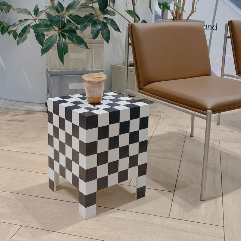 チェッカーボード柄サイドテーブル kocol