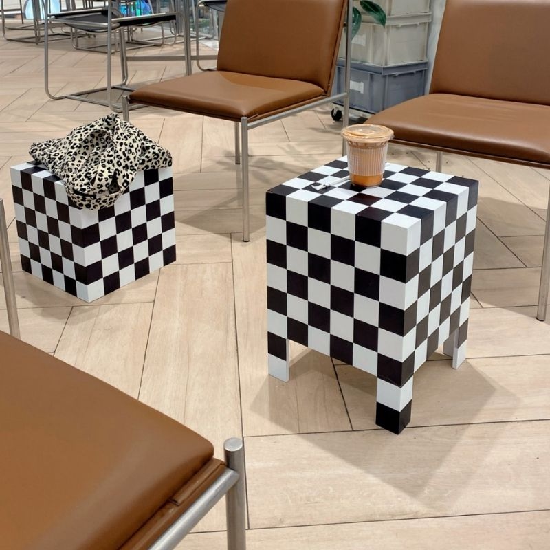 チェッカーボード柄サイドテーブル kocol