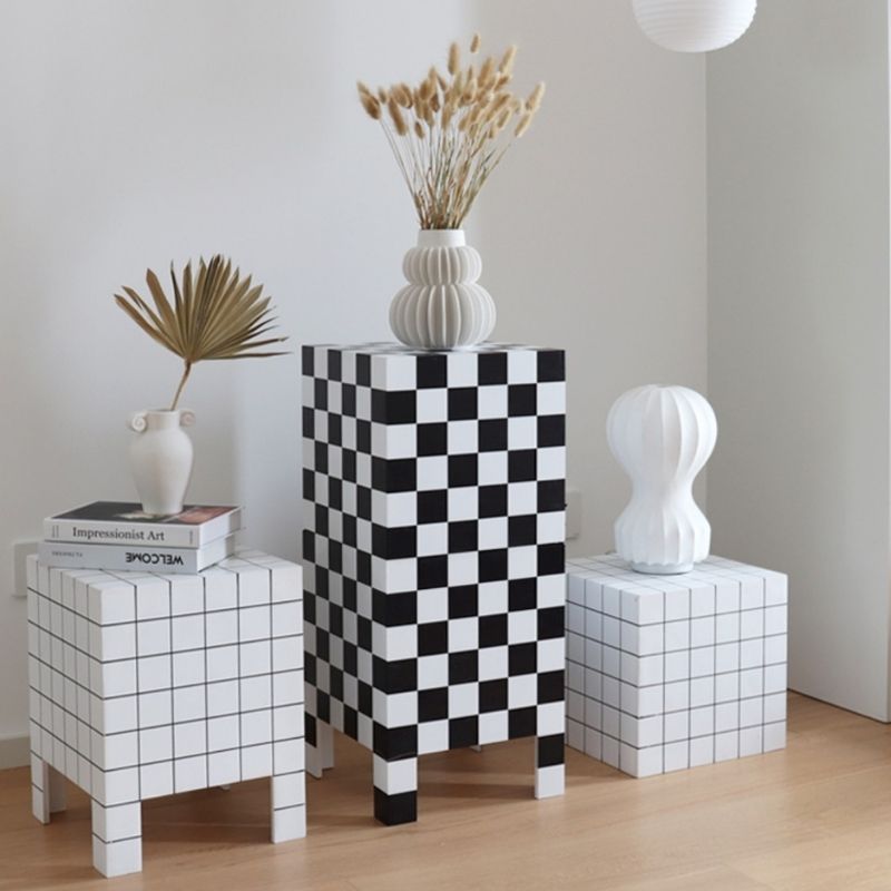 チェッカーボード柄サイドテーブル kocol