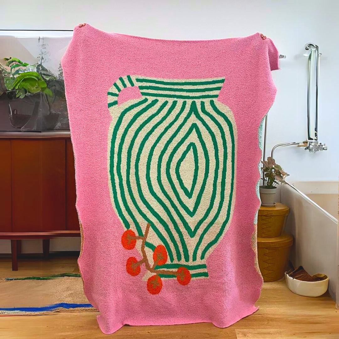 Pink Vase Pattern Blanket