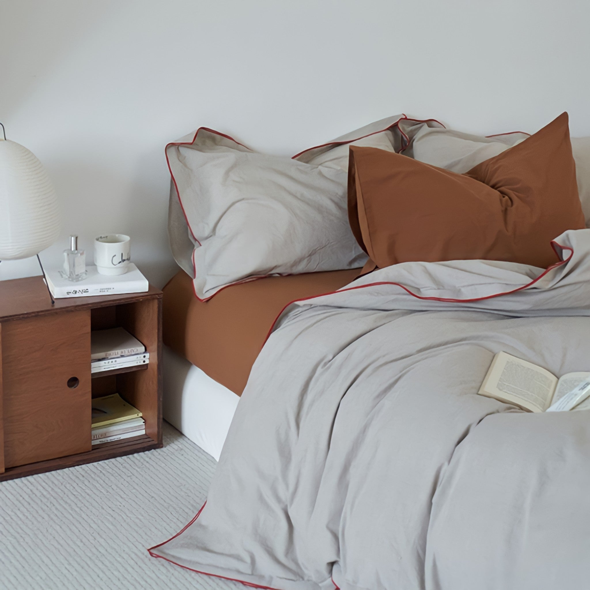 パイピングウォッシュドコットン寝具セット 