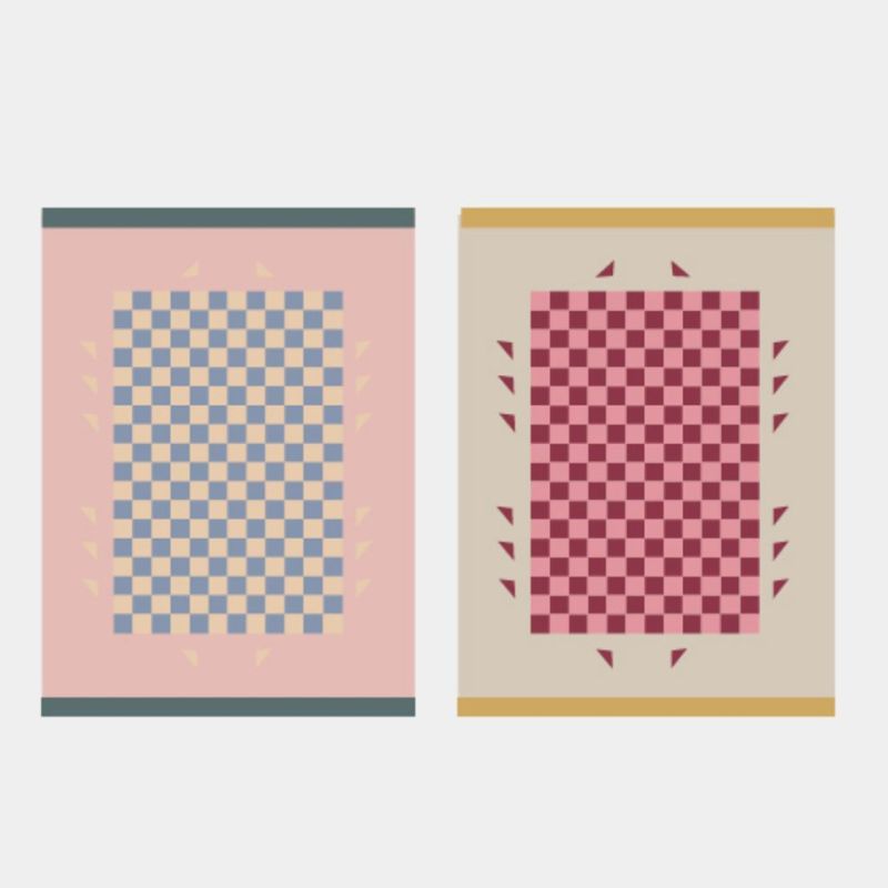 ピンク市松模様カーペット kocol