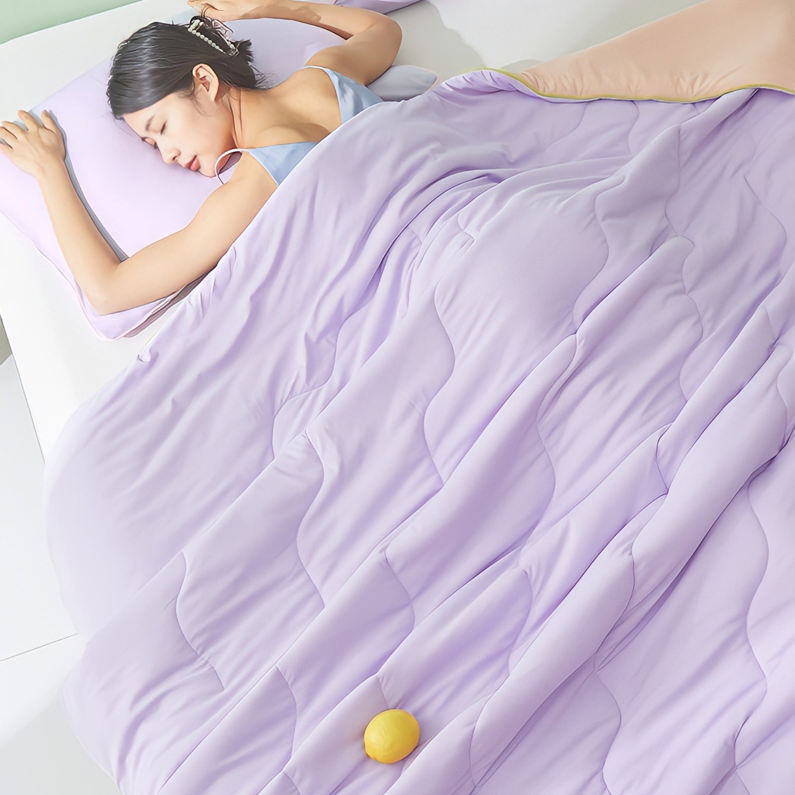 Soft color antibacterial cooling blanket Yellow purple