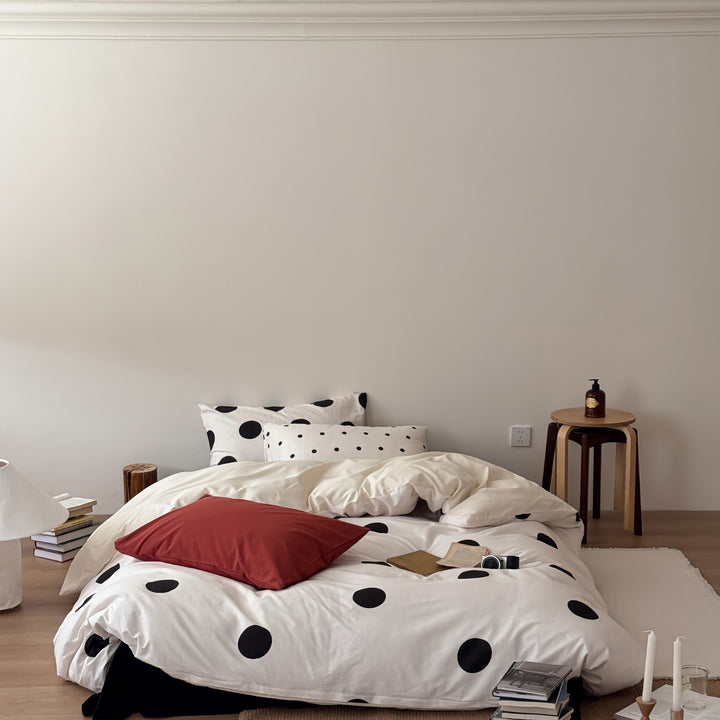 Random Dot Pure Cotton Bedding Set - Black