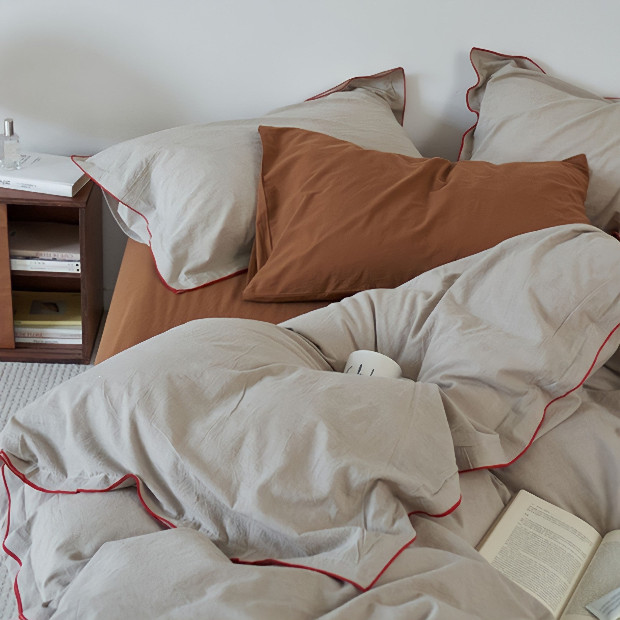 パイピングウォッシュドコットン寝具セット 