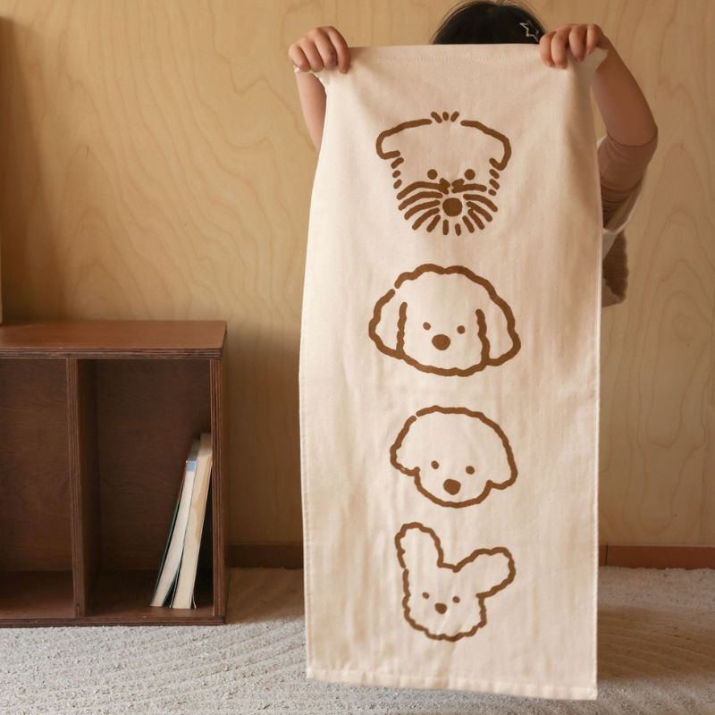 子犬イラストガーゼタオル kocol