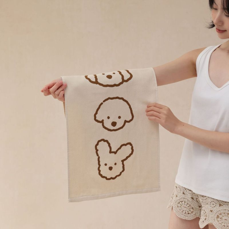 子犬イラストガーゼタオル kocol
