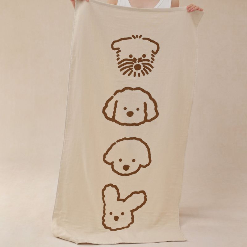 子犬イラストガーゼタオル kocol