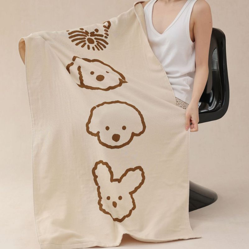 子犬イラストガーゼタオル kocol