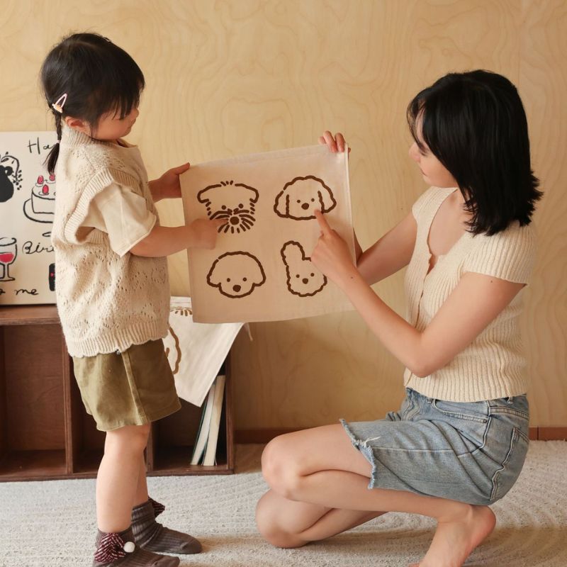 子犬イラストガーゼタオル kocol