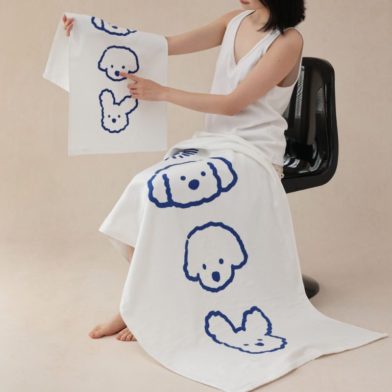 子犬イラストガーゼタオル kocol