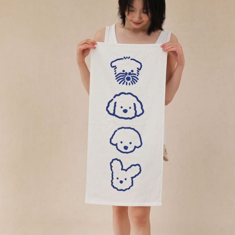 子犬イラストガーゼタオル kocol