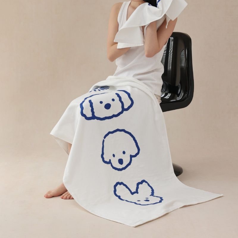 子犬イラストガーゼタオル kocol