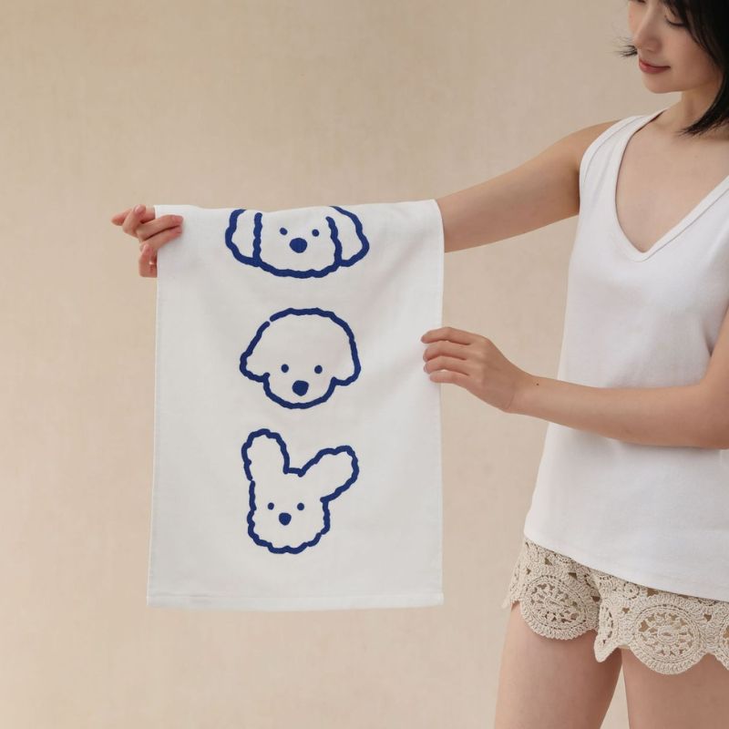 子犬イラストガーゼタオル kocol