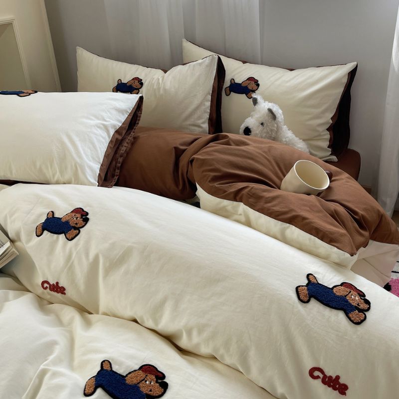 ダックスフンド刺繍寝具セット kocol