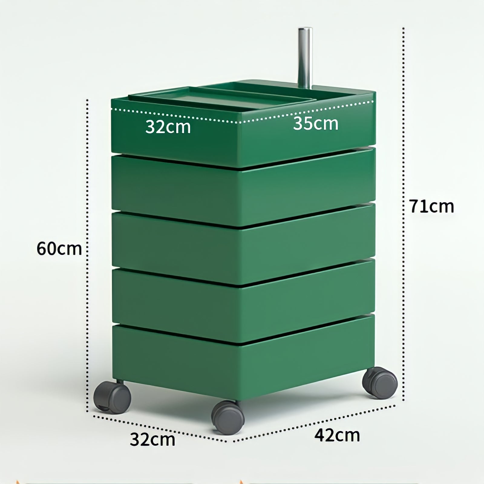 360°回転カラフルコンテナデスクワゴン kocol
