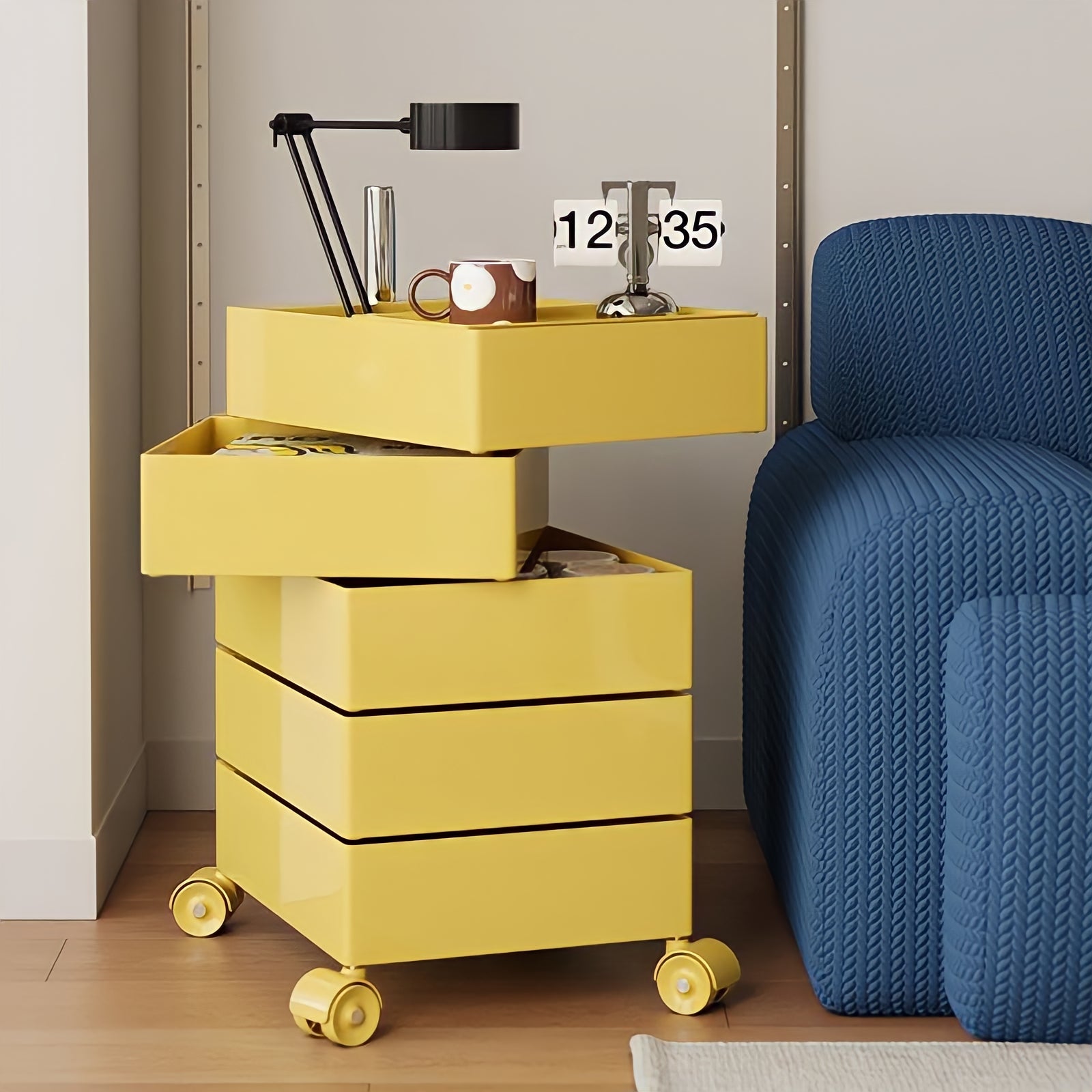 360°回転カラフルコンテナデスクワゴン kocol