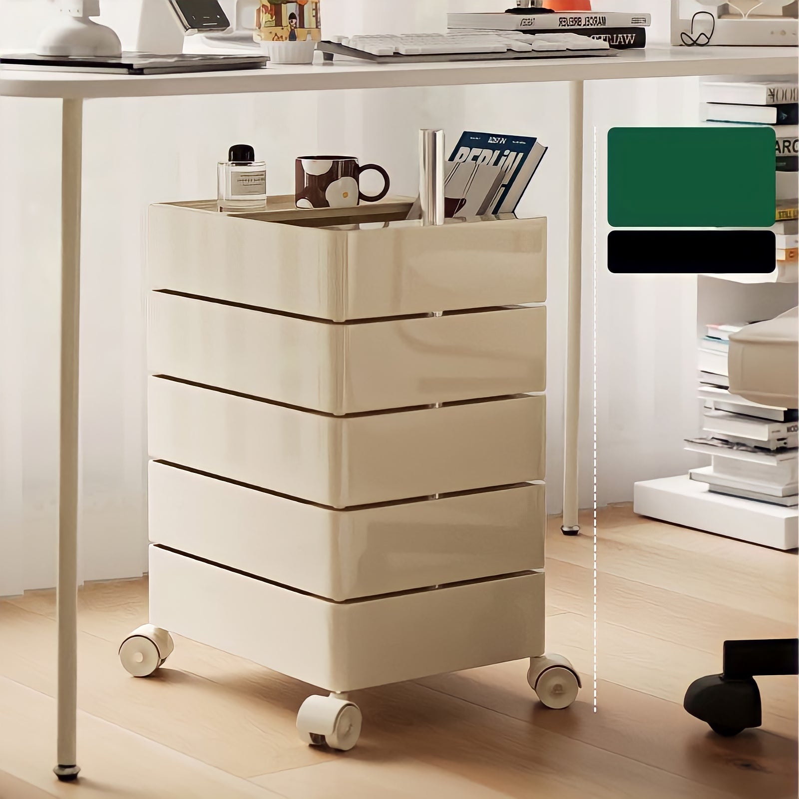 360°回転カラフルコンテナデスクワゴン kocol