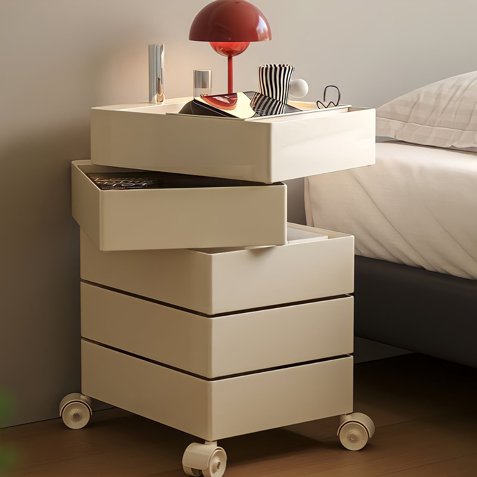 360°回転カラフルコンテナデスクワゴン kocol