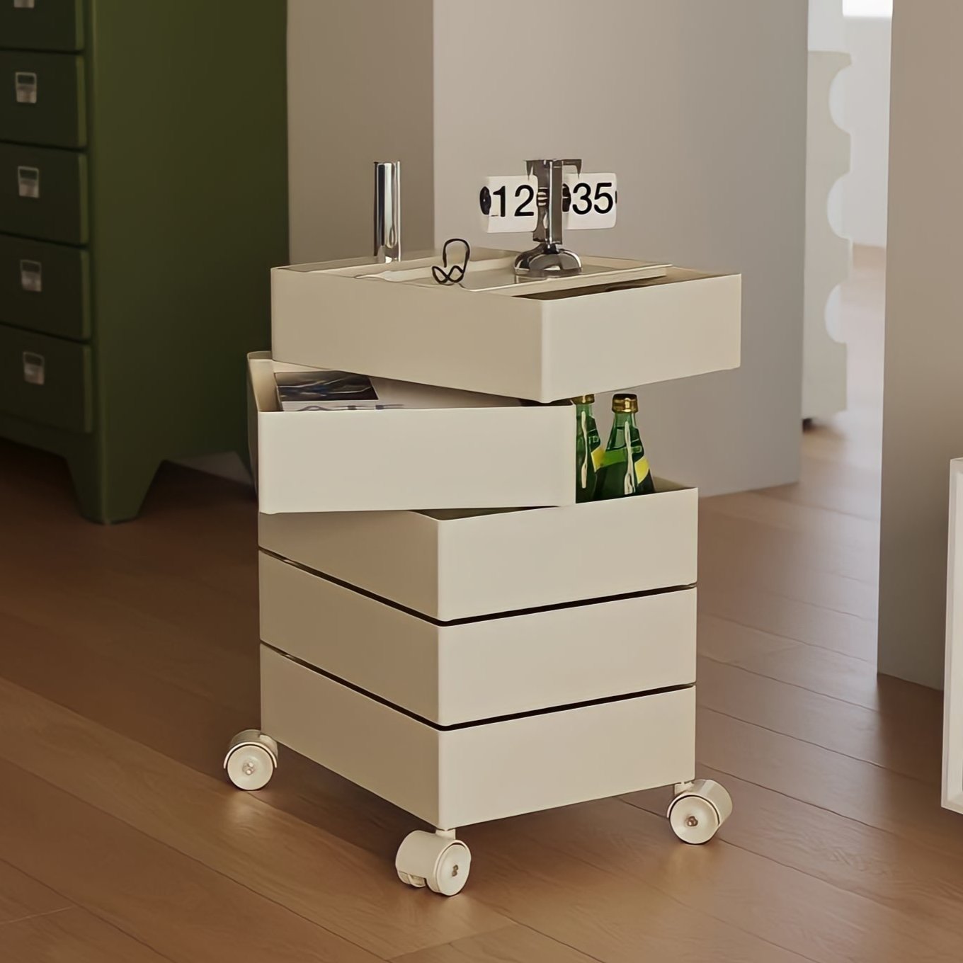 360°回転カラフルコンテナデスクワゴン kocol