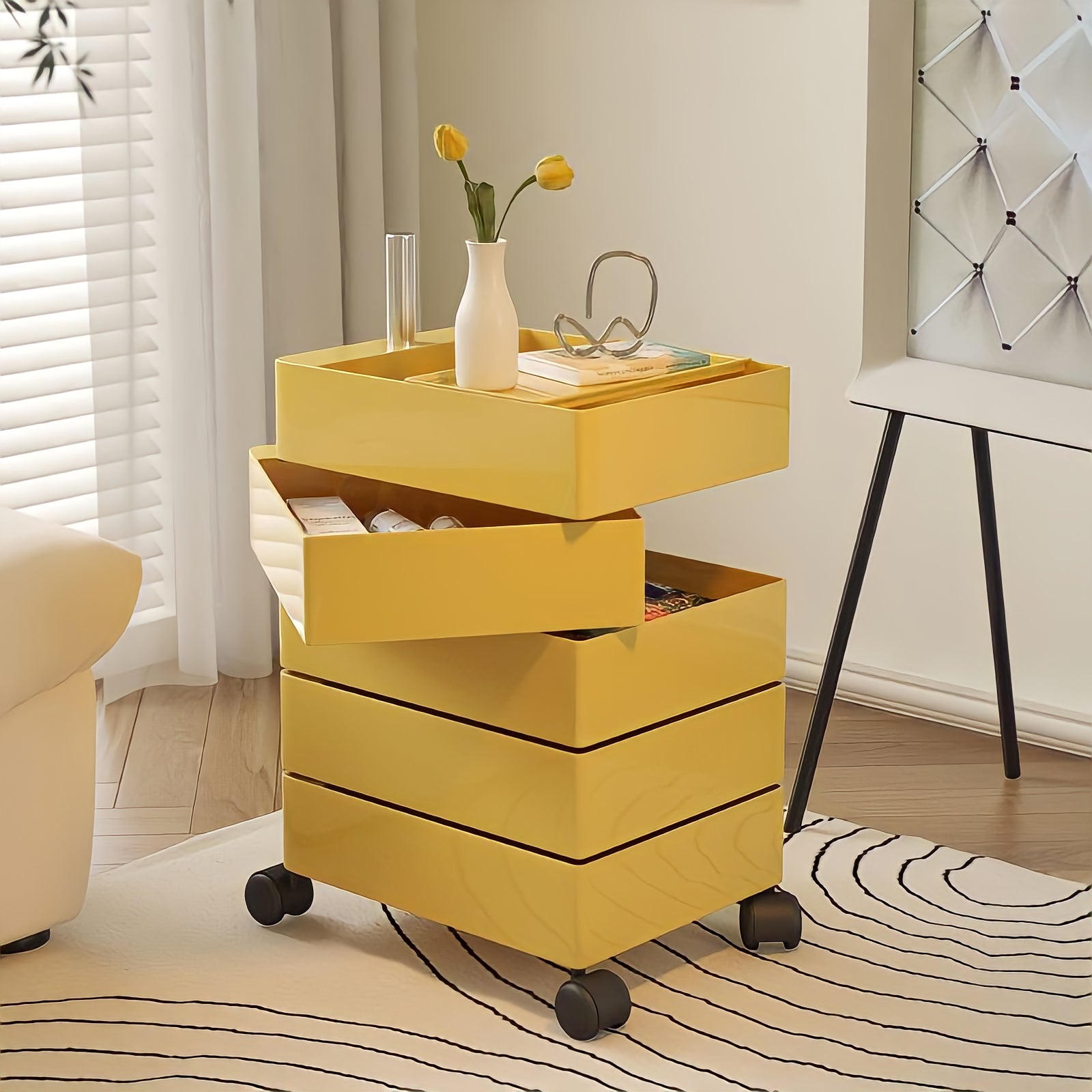 360°回転カラフルコンテナデスクワゴン kocol