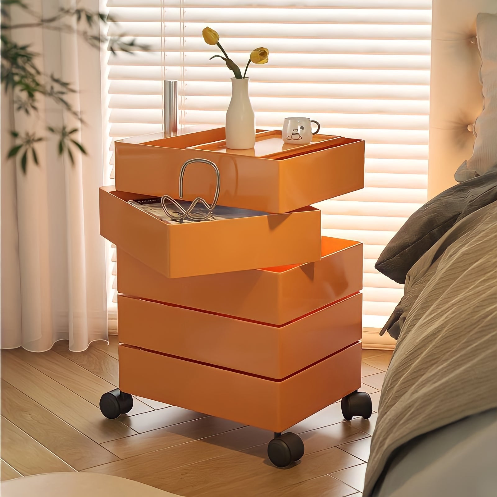 360°回転カラフルコンテナデスクワゴン kocol