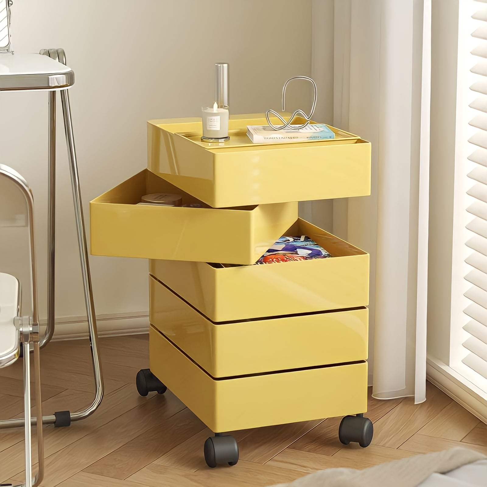 360°回転カラフルコンテナデスクワゴン kocol