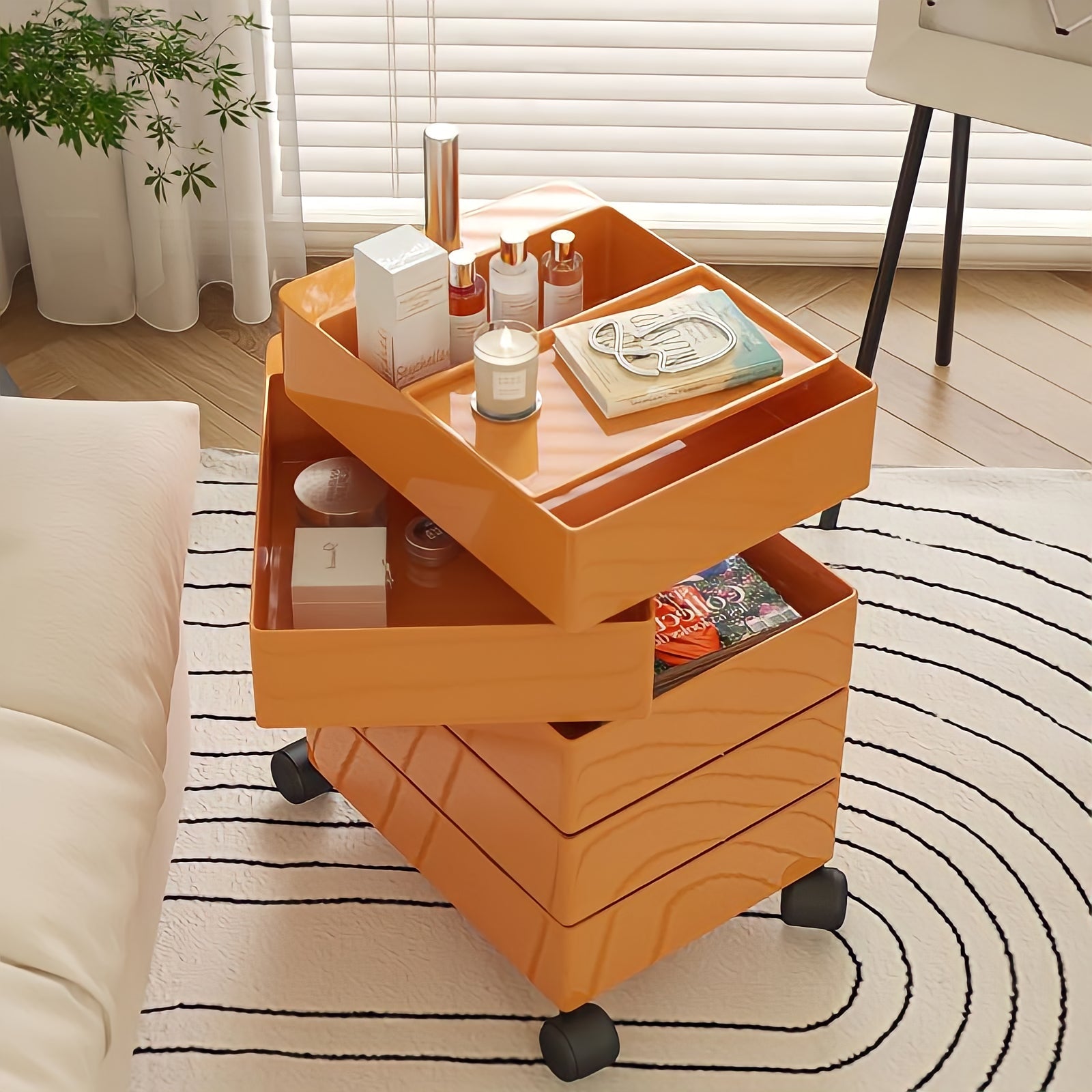 360°回転カラフルコンテナデスクワゴン kocol