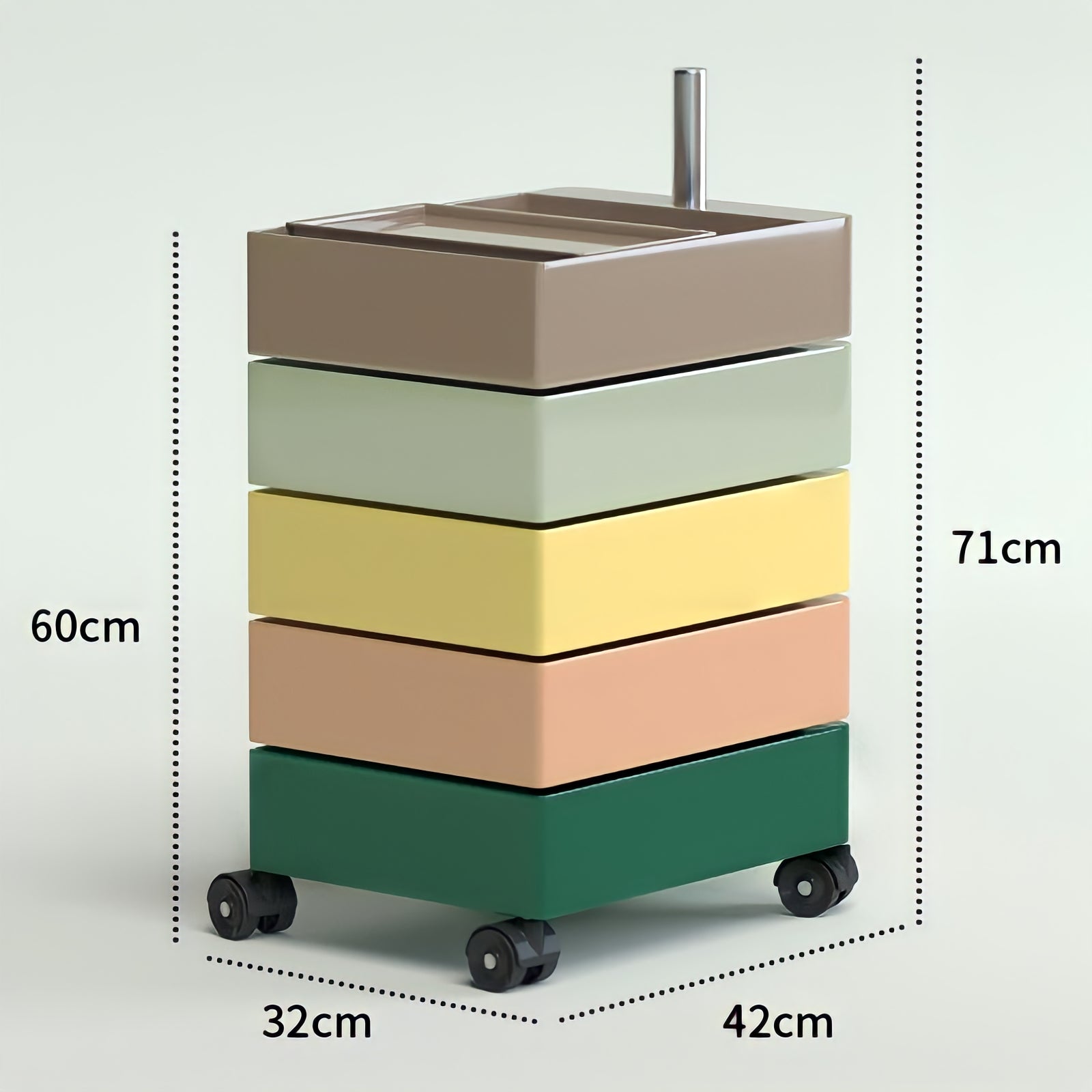 360°回転カラフルコンテナデスクワゴン kocol