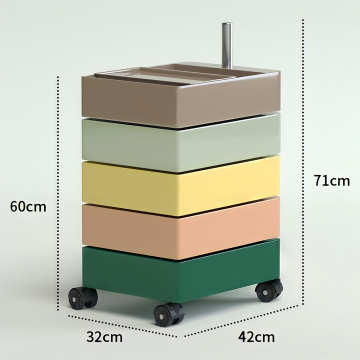 360°回転カラフルコンテナデスクワゴン