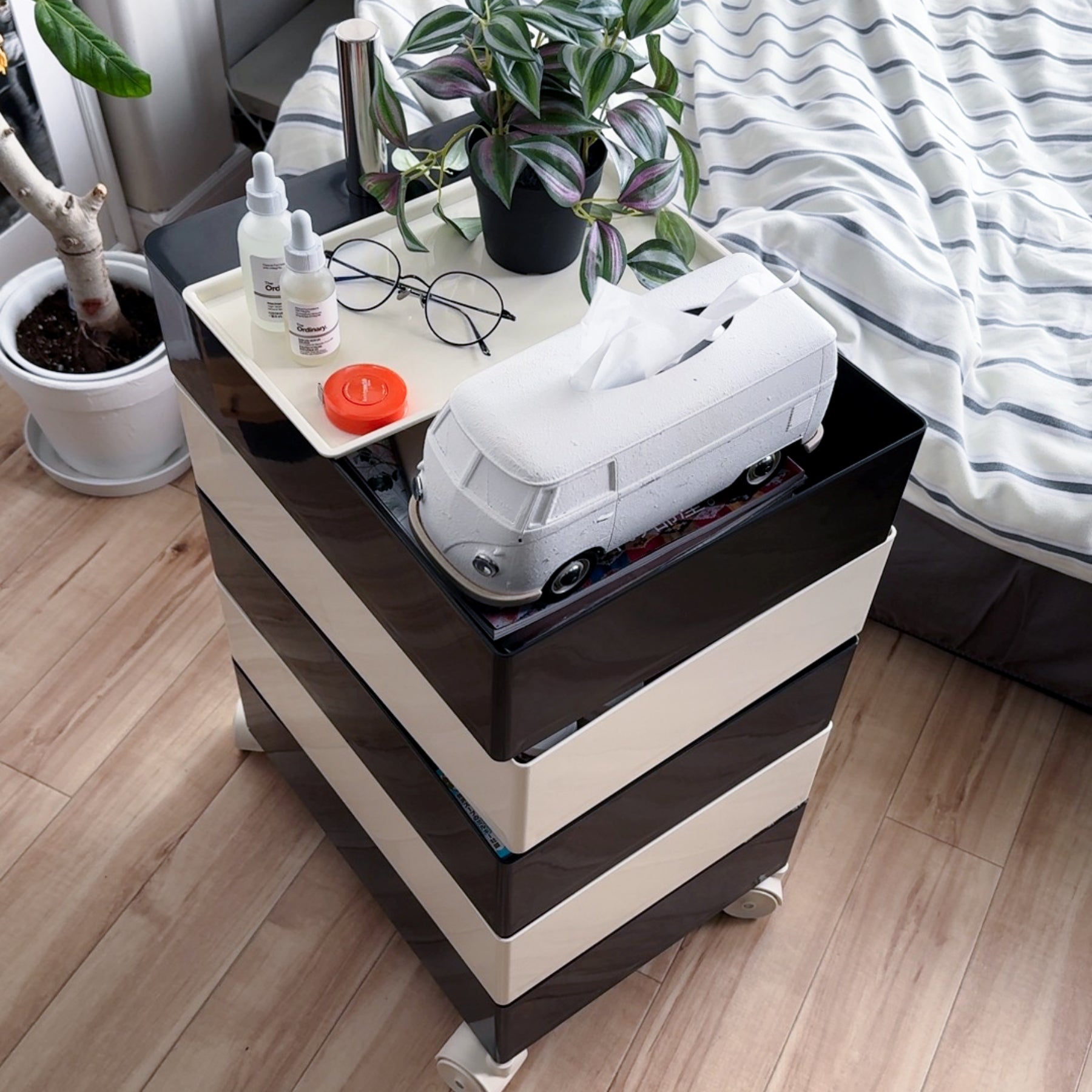 360°回転カラフルコンテナデスクワゴン kocol