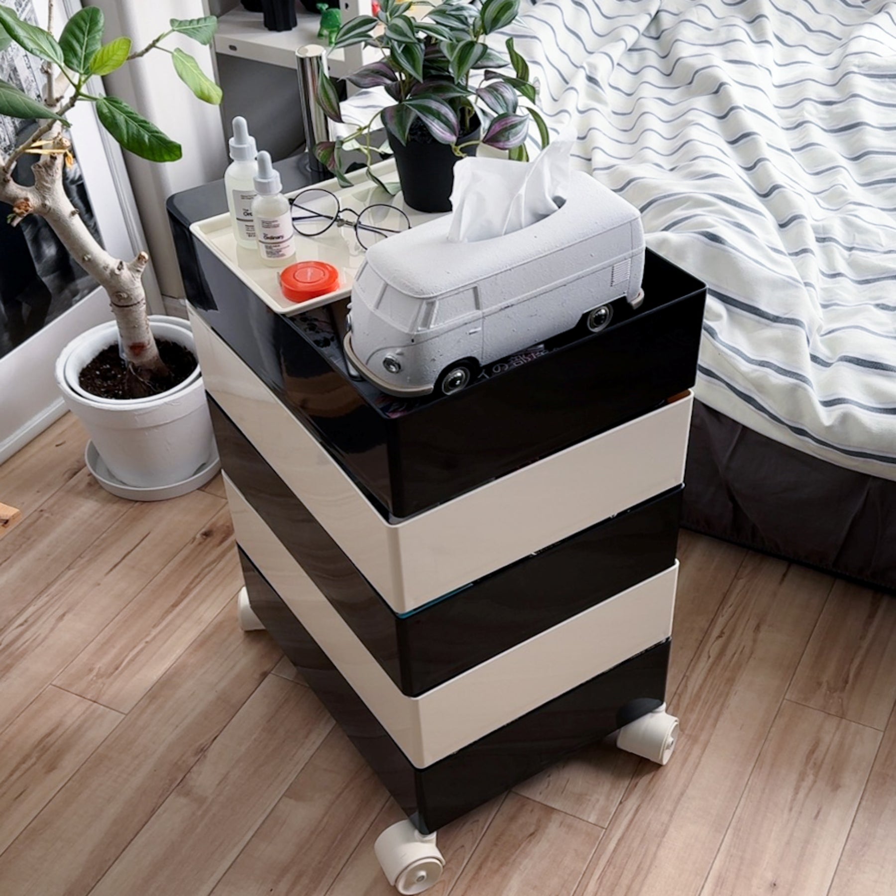 360°回転カラフルコンテナデスクワゴン kocol