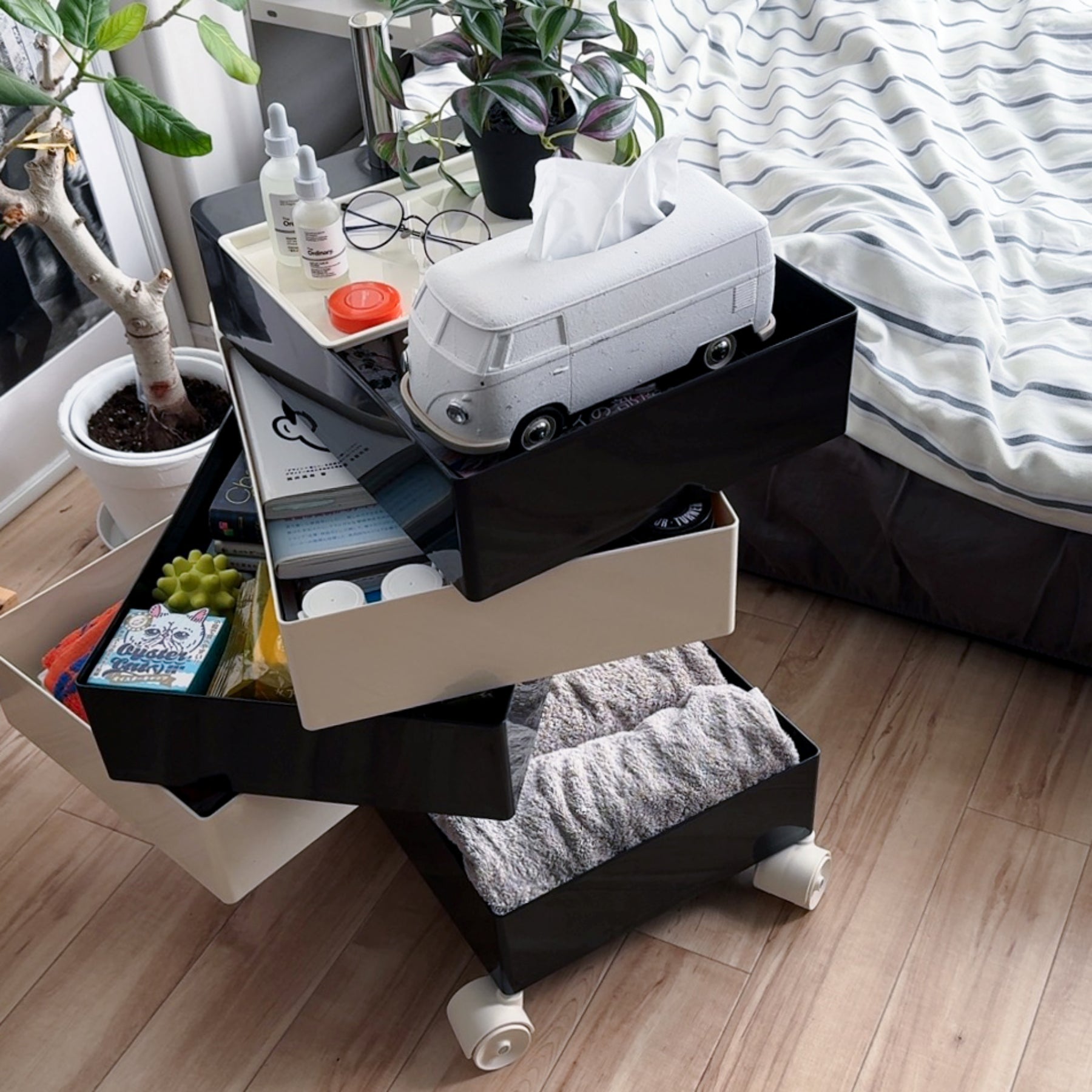 360°回転カラフルコンテナデスクワゴン kocol