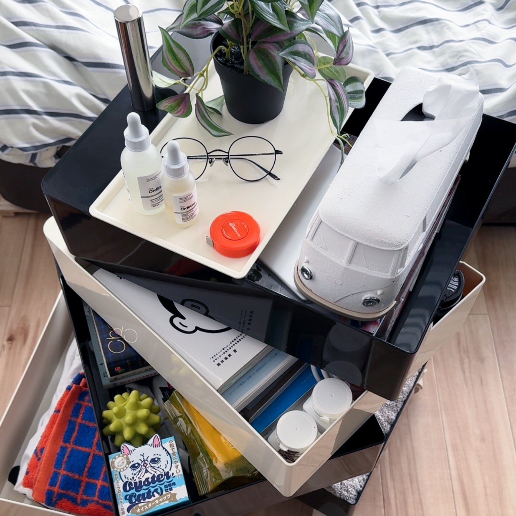 360°回転カラフルコンテナデスクワゴン kocol