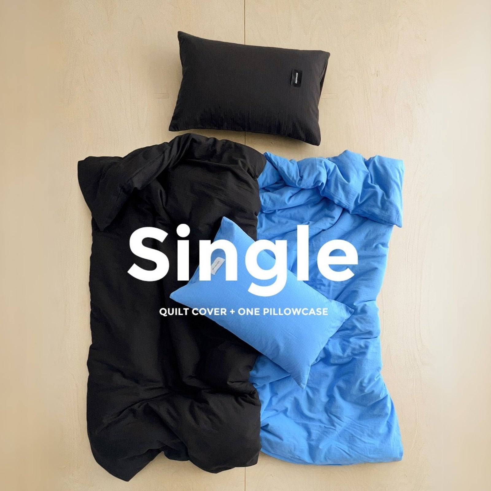 シングル布団カバー枕カバーセット ブラック