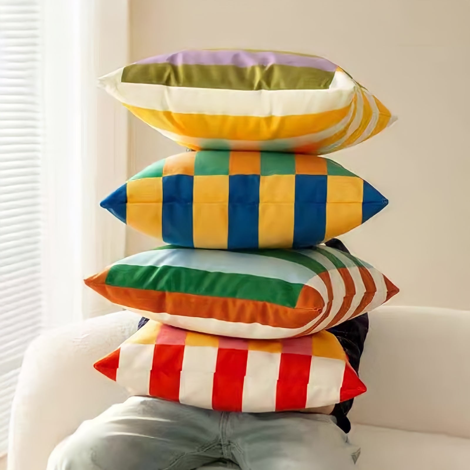 Multi-stripe colorful cushion