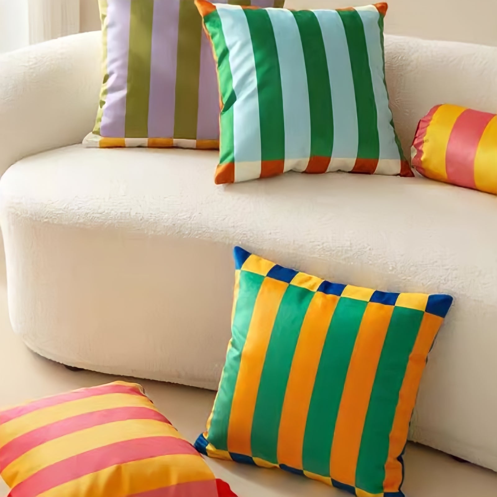 Multi-stripe colorful cushion