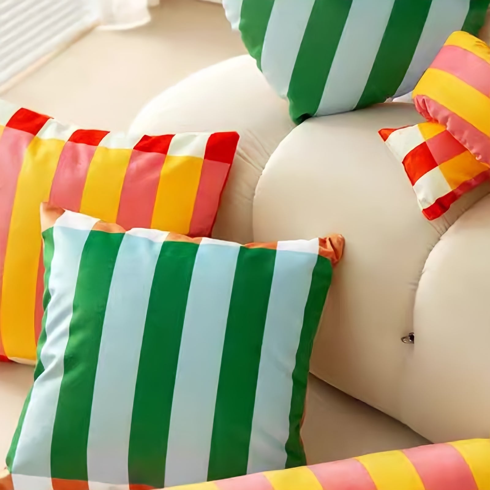 Multi-stripe colorful cushion