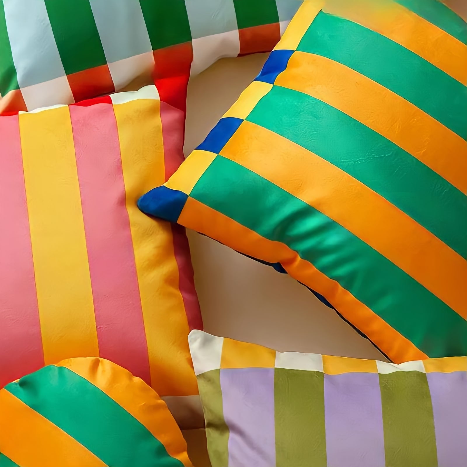 Multi-stripe colorful cushion