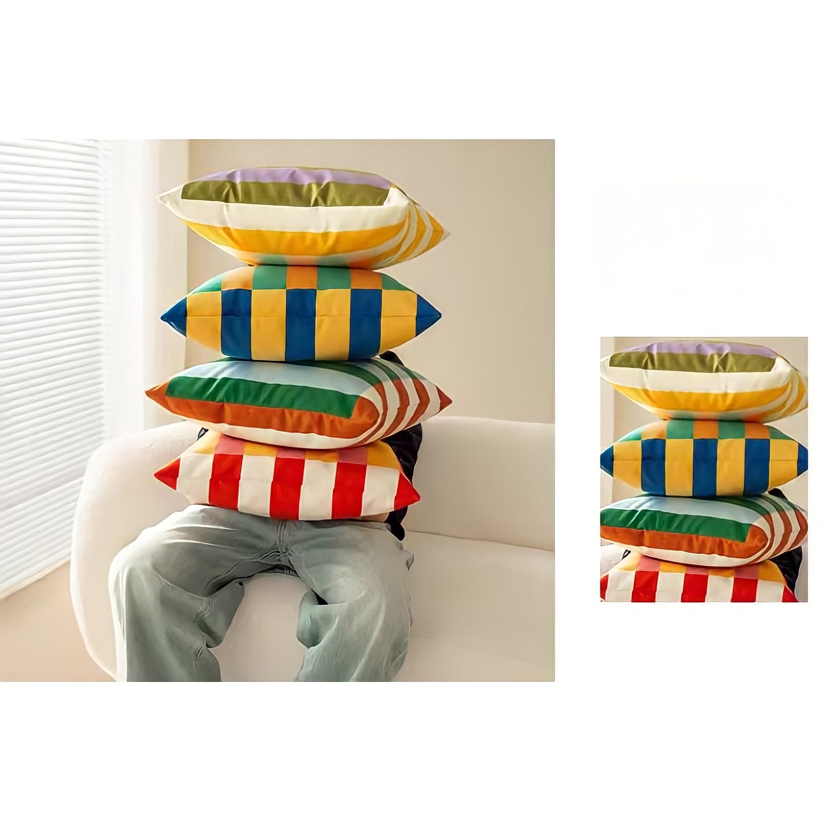 Multi-stripe colorful cushion