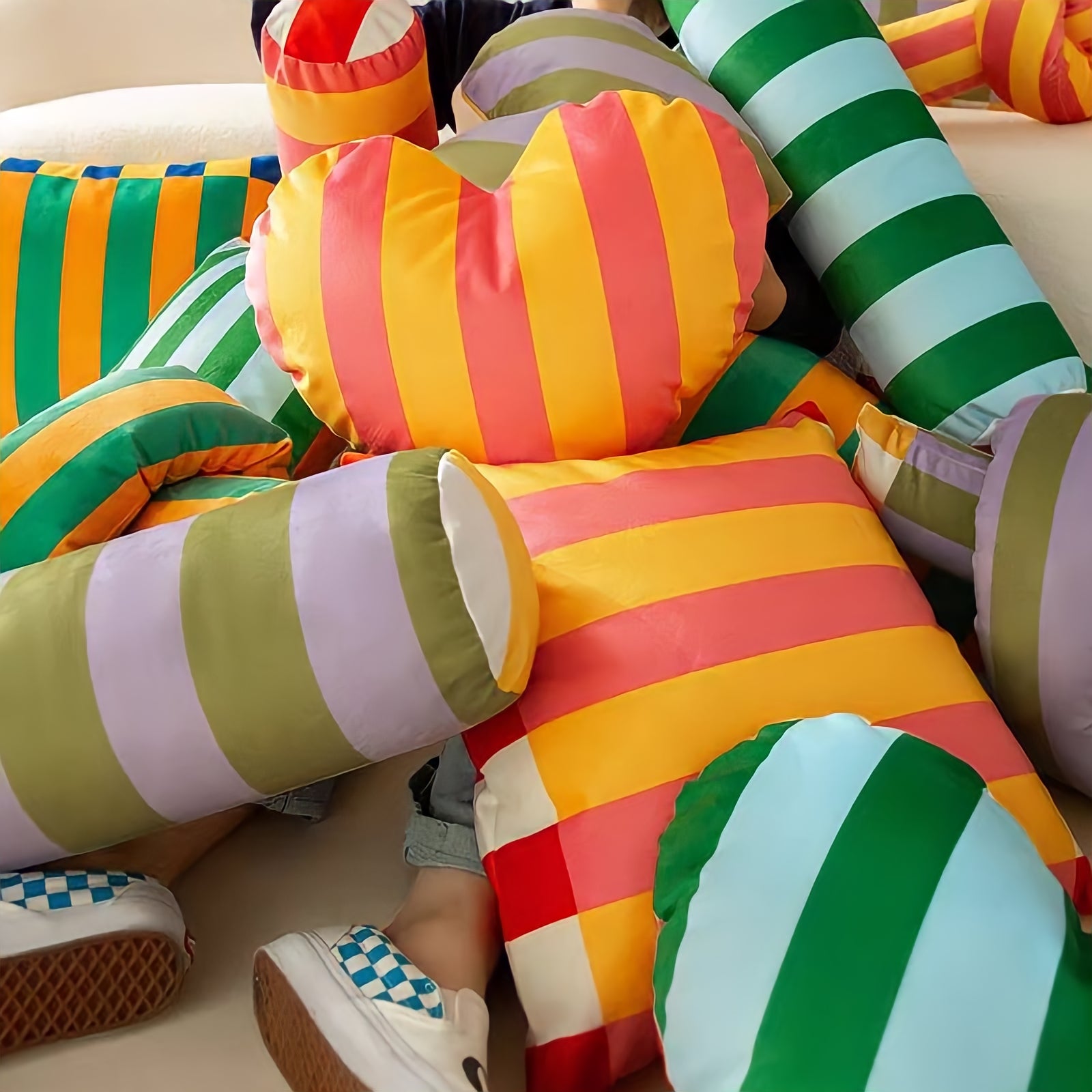 Multi-stripe colorful cushion