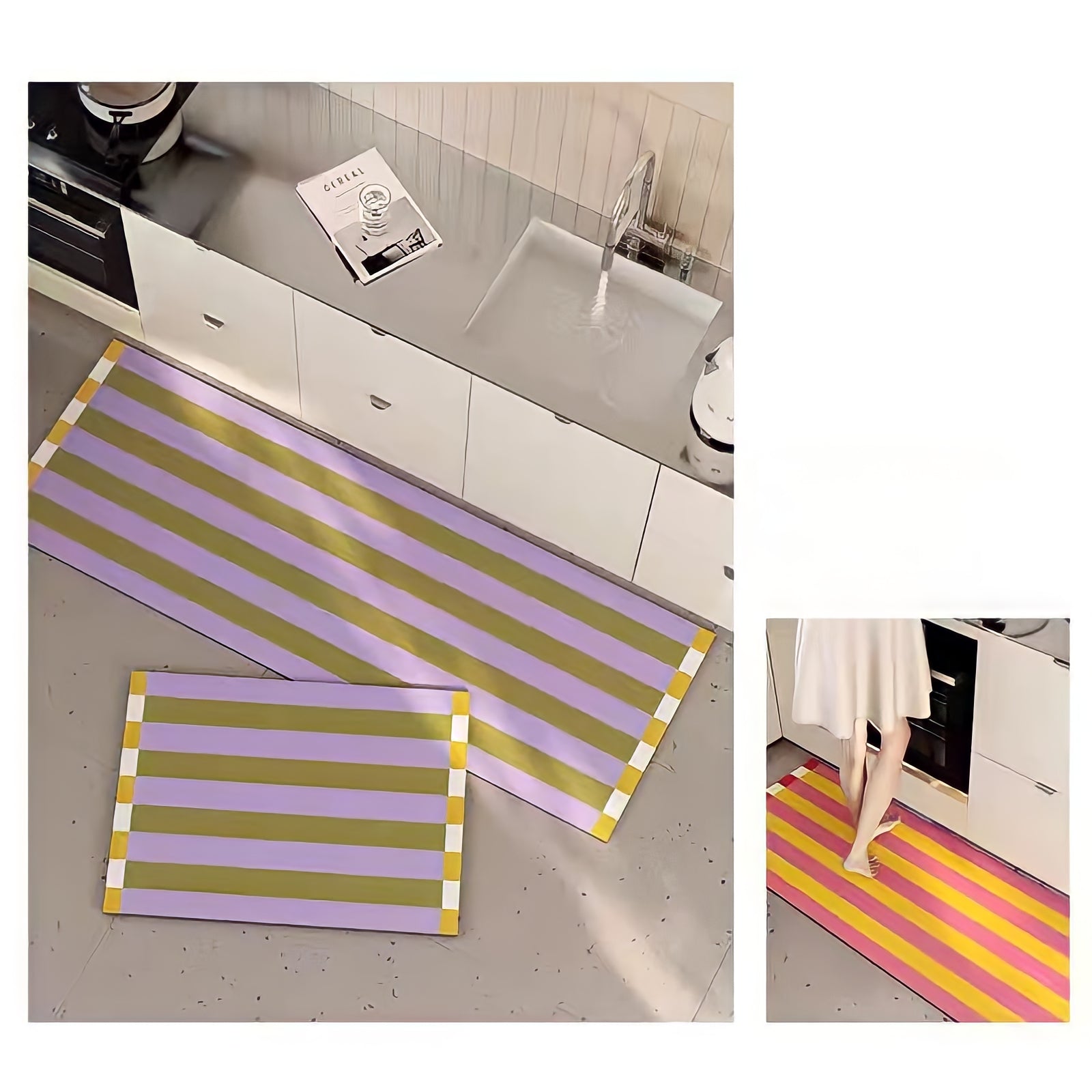 Easy Care Multi-Striped Kitchen Mat