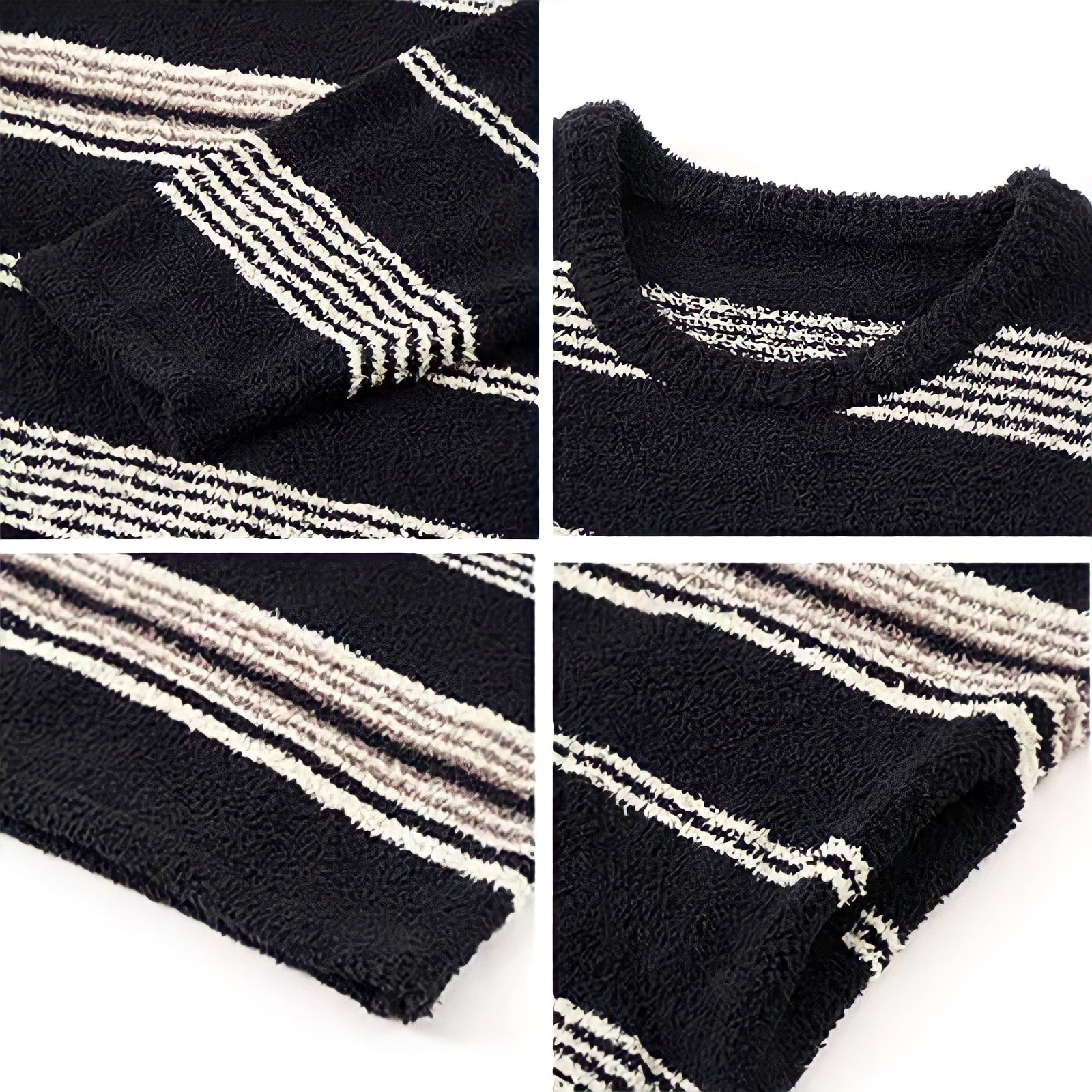 Fluffy multi-color dark striped loungewear