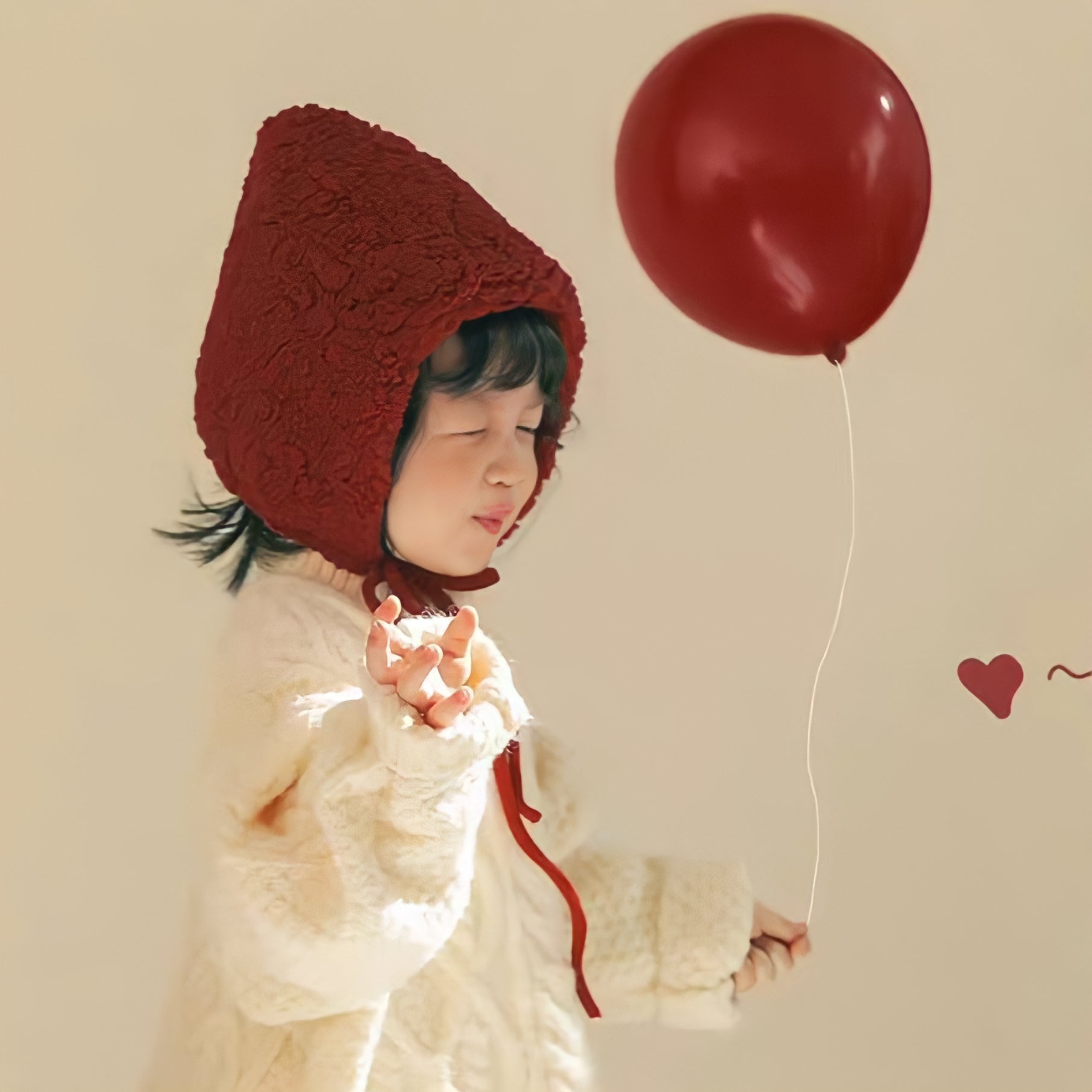 イチゴキッズボア帽子