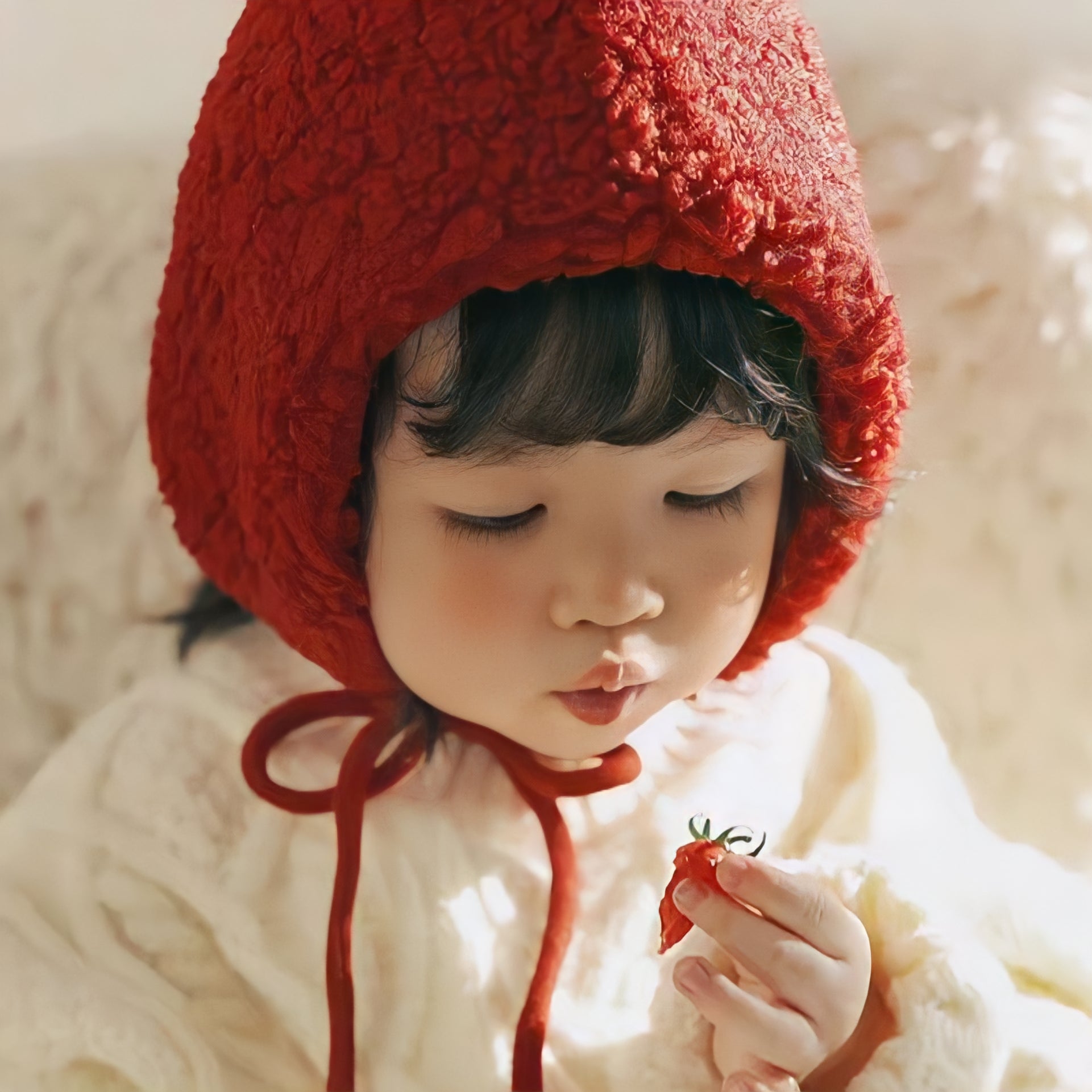 イチゴキッズボア帽子