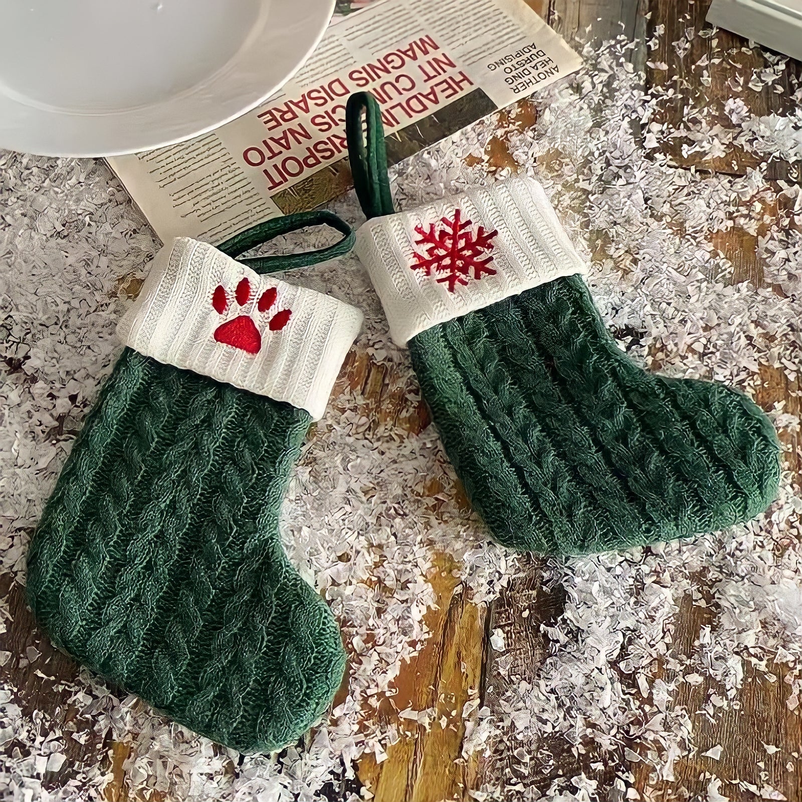 クリスマスアルファベット刺繍ソックス