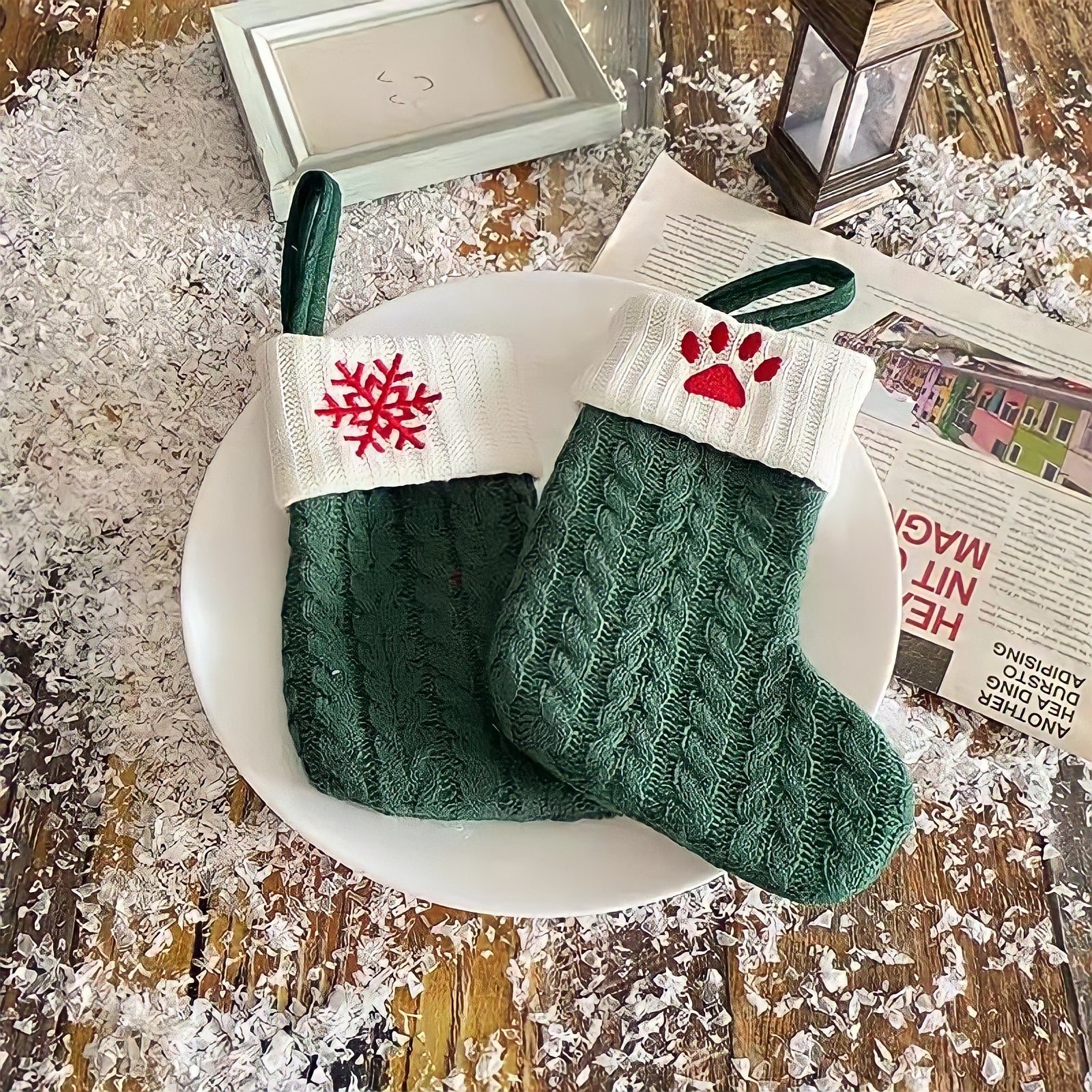 クリスマスアルファベット刺繍ソックス